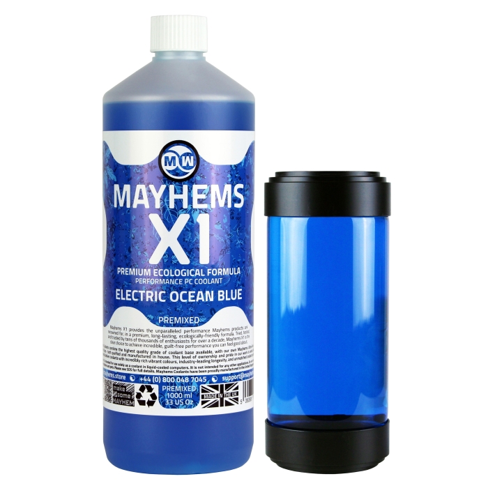 Mayhems - PC Coolant - X1 Premix - Eco Series - Electric Ocean Blue - 1 Litre