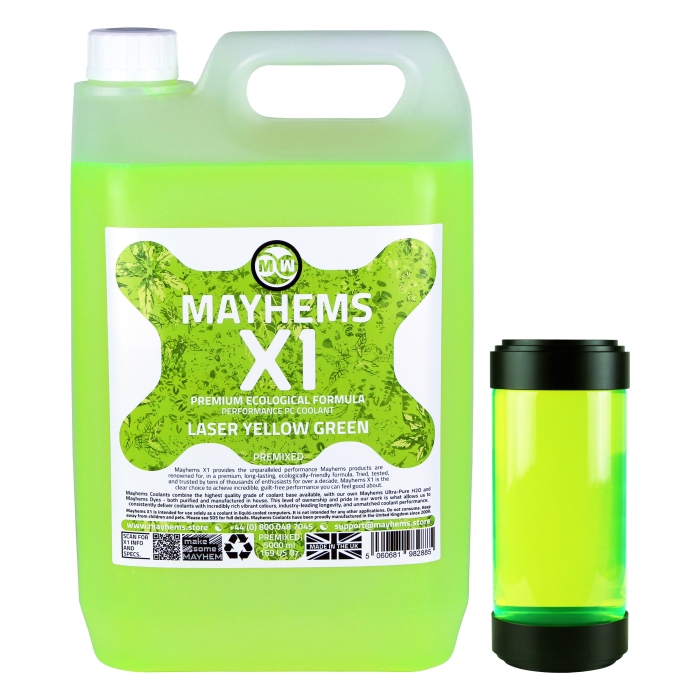 Mayhems - PC Coolant - X1 Premix - Eco Series - Laser Yellow Green - 5 Litre