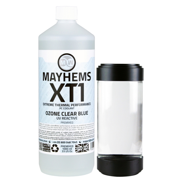Mayhems - PC Coolant - XT1 Premix - Thermal Performance Series, UV Fluorescent, 1 Litre, Ozone Clear Blue