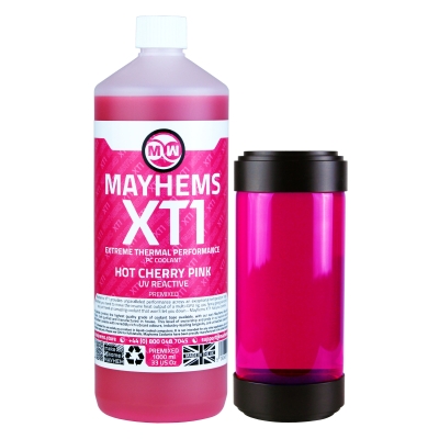 Mayhems - PC Coolant - XT-1 Premix - Thermal Performance Series, UV Fluorescent, 1 Litre, Hot Cherry Pink